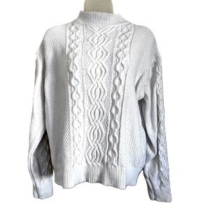 Urban Outfitters Oversized XS Womens Cable Knit Fishermen Mock Neck Pullover